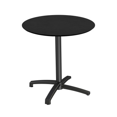 Veba - X Cross table de bistrot avec piètement noir + plateau rond HPL noir