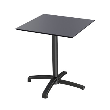 Veba - X Cross table de bistrot avec piètement noir + plateau carré HPL noir
