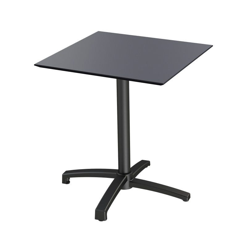 Veba - X Cross table de bistrot avec piètement noir + plateau carré HPL noir