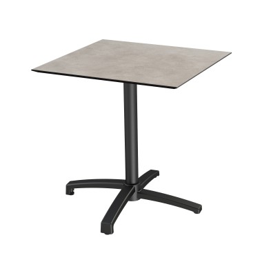 Veba - X Cross table de bistrot avec piètement noir + plateau carré HPL Moonstone