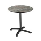 Veba - X Cross table de bistrot avec piètement noir + plateau rond HPL Galaxy Marble