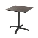 Veba - X Cross table de bistrot avec piètement noir + plateau carré HPL Midnight Marble