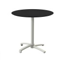 Veba - X Cross table de bistrot avec piètement sable + plateau  rond HPL noir