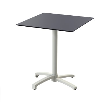 Veba - X Cross table de bistrot avec piètement sable + plateau carré HPL noir