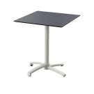 Veba - X Cross table de bistrot avec piètement sable + plateau carré HPL noir