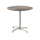 Veba - X Cross table de bistrot avec piètement sable + plateau rond HPL Tropical Wood