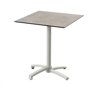 Veba - X Cross table de bistrot avec piètement sable + plateau carré HPL Moonstone