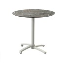 Veba - X Cross table de bistrot avec piètement sable + plateau rond HPL Galaxy Marble