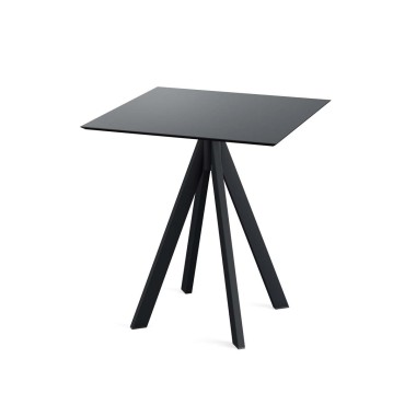 Veba - Infinity table de bistrot avec piètement noir + plateau carré HPL noir