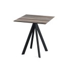 Veba - Infinity table de bistrot avec piètement noir + plateau carré HPL Tropical Wood