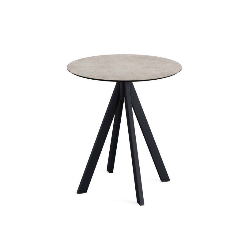 Veba - Infinity table de bistrot avec piètement noir + plateau rond HPL Moonstone