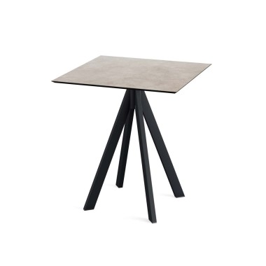 Veba - Infinity table de bistrot avec piètement noir + plateau carré HPL Moonstone