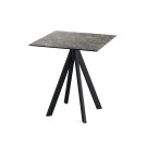 Veba - Infinity table de bistrot avec piètement noir + plateau carré HPL Galaxy Marble