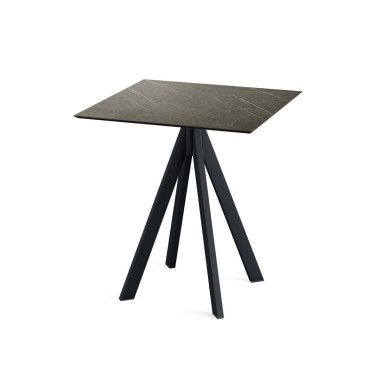 Veba - Infinity table de bistrot avec piètement noir + plateau carré HPL Midnight Marble