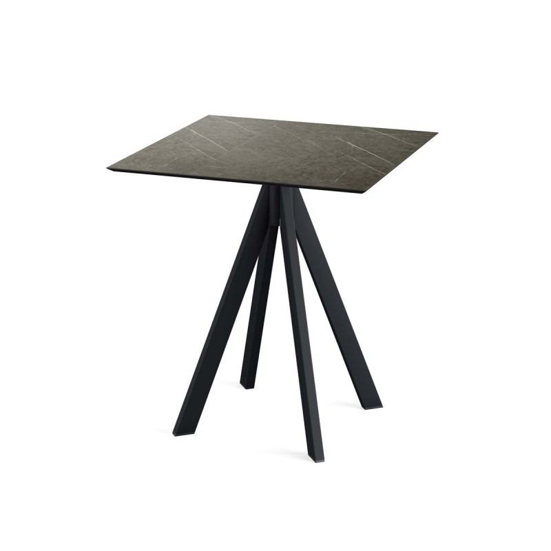 Veba - Infinity table de bistrot avec piètement noir + plateau carré HPL Midnight Marble