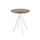 Veba - Infinity table de bistrot avec piètement blanc + plateau rond HPL Tropical Wood