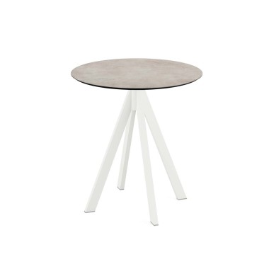 Veba - Infinity table de bistrot avec piètement blanc + plateau rond HPL Moonstone