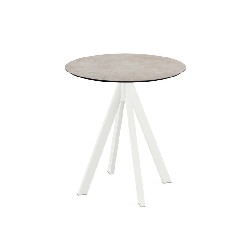 Veba - Infinity table de bistrot avec piètement blanc + plateau rond HPL Moonstone