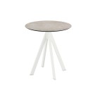 Veba - Infinity table de bistrot avec piètement blanc + plateau rond HPL Moonstone