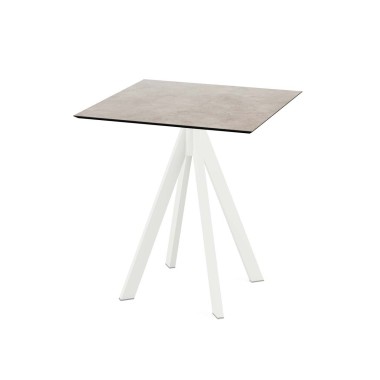 Veba - Infinity table de bistrot avec piètement blanc + plateau carré HPL Moonstone