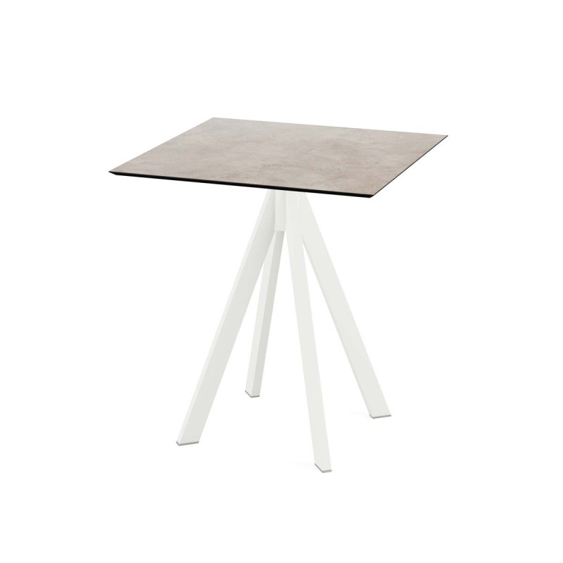 Veba - Infinity table de bistrot avec piètement blanc + plateau carré HPL Moonstone