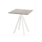 Veba - Infinity table de bistrot avec piètement blanc + plateau carré HPL Moonstone