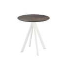 Veba - Infinity table de bistrot avec piètement blanc + plateau rond HPL Riverwashed Wood