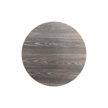 Veba - Infinity table de bistrot avec piètement blanc + plateau rond HPL Riverwashed Wood