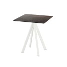 Veba - Infinity table de bistrot avec piètement blanc + plateau carré HPL Riverwashed Wood