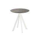 Veba - Infinity table de bistrot avec piètement blanc + plateau rond HPL Galaxy Marble