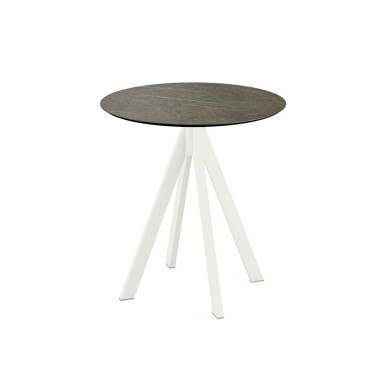 Veba - Infinity table de bistrot avec piètement blanc + plateau rond HPL Midnight Marble