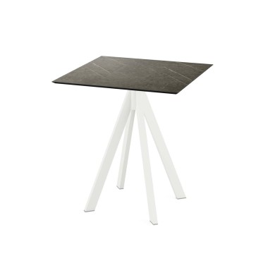 Veba - Infinity table de bistrot avec piètement blanc + plateau carré HPL Midnight Marble