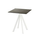 Veba - Infinity table de bistrot avec piètement blanc + plateau carré HPL Midnight Marble