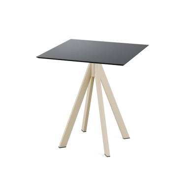 Veba - Infinity table de bistrot avec piètement sable + plateau carré HPL noir