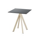Veba - Infinity table de bistrot avec piètement sable + plateau carré HPL noir