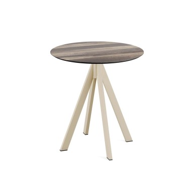 Veba - Infinity table de bistrot avec piètement sable + plateau rond Tropical Wood