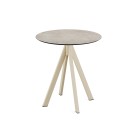 Veba - Infinity table de bistrot avec piètement sable + plateau rond HPL Moonstone