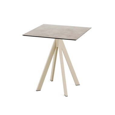 Veba - Infinity table de bistrot avec piètement sable + plateau carré HPL Moonstone