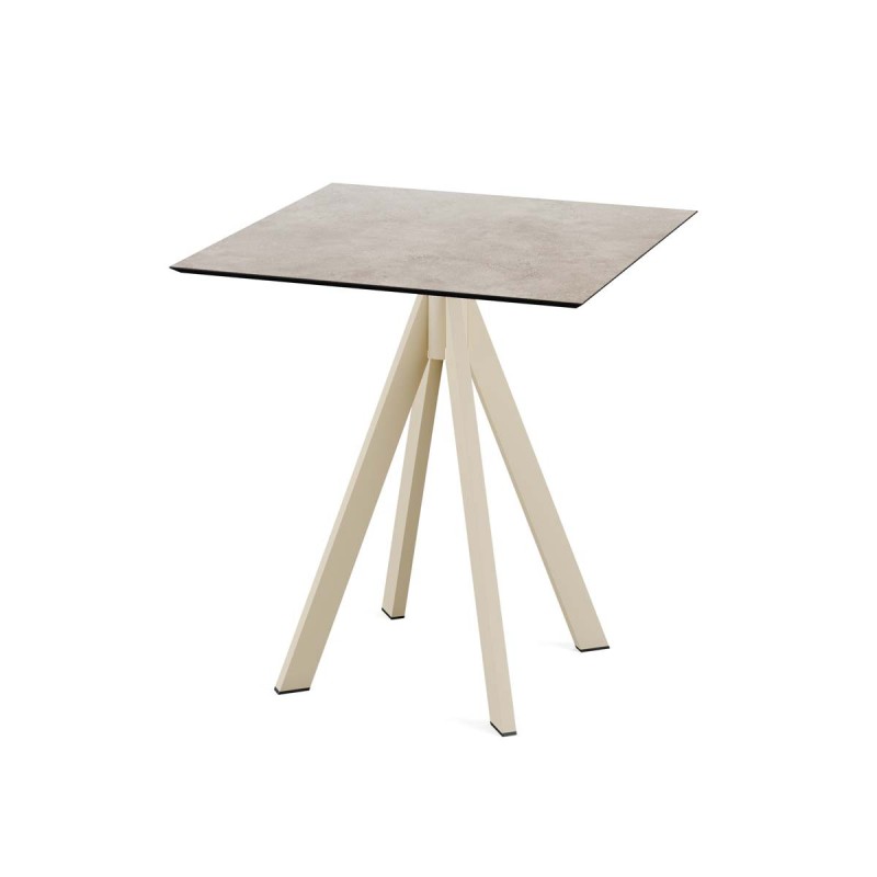 Veba - Infinity table de bistrot avec piètement sable + plateau carré HPL Moonstone