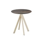 Veba - Infinity table de bistrot avec piètement sable + plateau rond HPL Riverwashed Wood