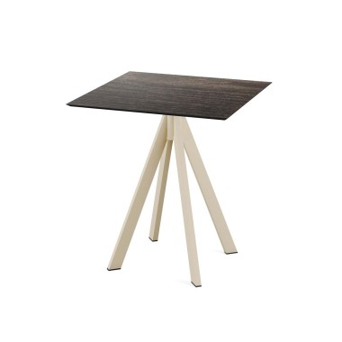 Veba - Infinity table de bistrot avec piètement sable + plateau HPL carré  Riverwashed Wood
