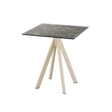 Veba - Infinity table de bistrot avec piètement sable + plateau carré HPL Galaxy Marble