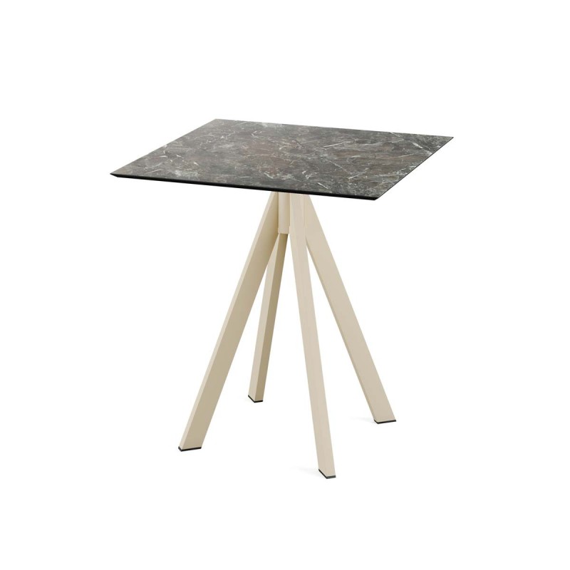 Veba - Infinity table de bistrot avec piètement sable + plateau carré HPL Galaxy Marble