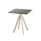 Veba - Infinity table de bistrot avec piètement sable + plateau carré HPL Galaxy Marble