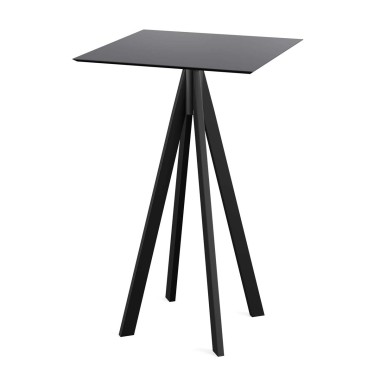 Veba - Infinity mange-debout avec piètement noir + plateau HPL carré noir