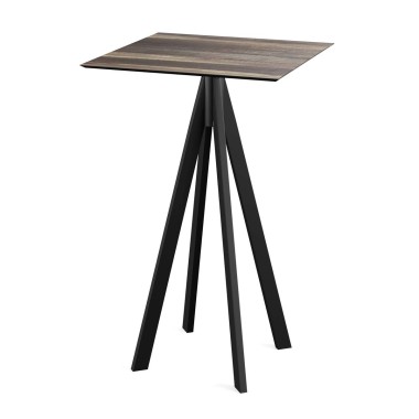 Veba - Infinity mange-debout avec piètement noir + plateau HPL  carré Tropical Wood