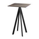 Veba - Infinity mange-debout avec piètement noir + plateau HPL  carré Tropical Wood