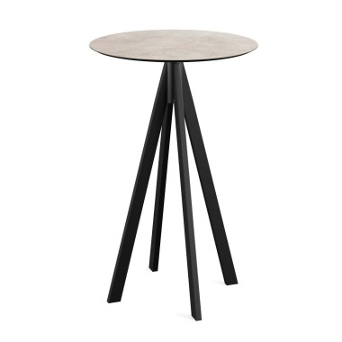 Veba - Infinity mange-debout avec piètement noir + plateau HPL rond Moonstone