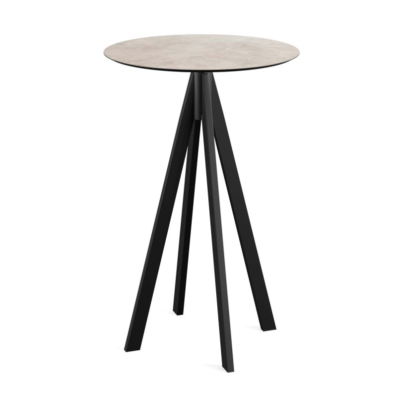 Veba - Infinity mange-debout avec piètement noir + plateau HPL rond Moonstone