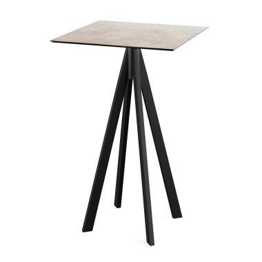 Veba - Infinity mange-debout avec piètement noir + plateau HPL carré Moonstone